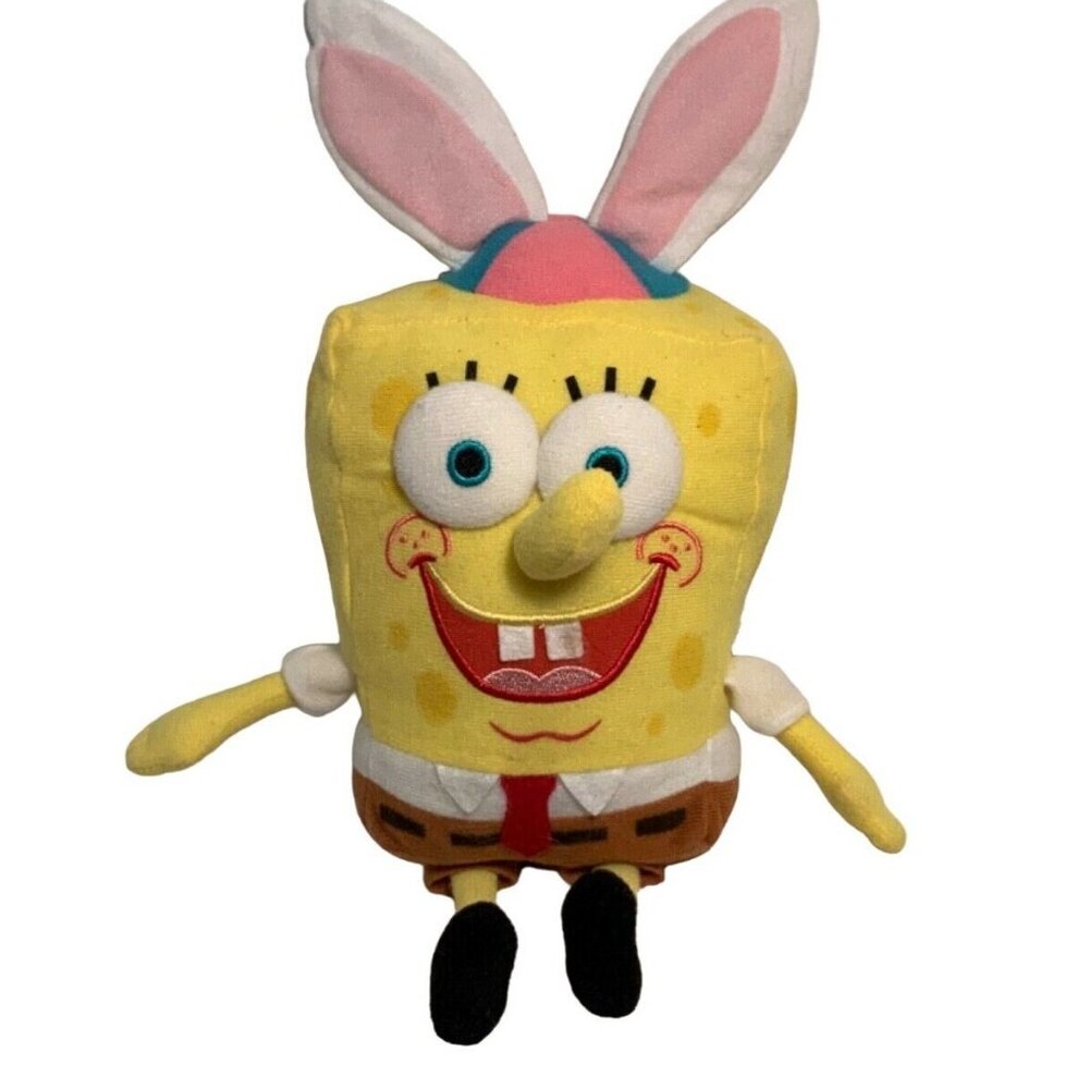VIACOM SPONGE BOB SQUARE PANTS 12" W/EASTER BUNNY EARS 2004 PLUSH STUFFED TOY